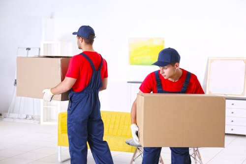 Boxes and furniture prepared for a move in Belgium