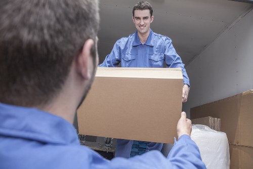 Professional movers preparing a residential move in Belgium