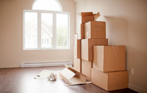 Local moving team unloading boxes at a Belgian home
