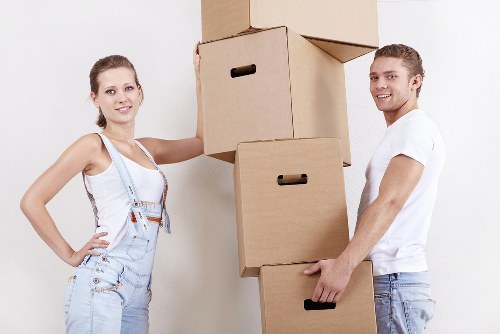 Business move coordination with office items ready for delivery